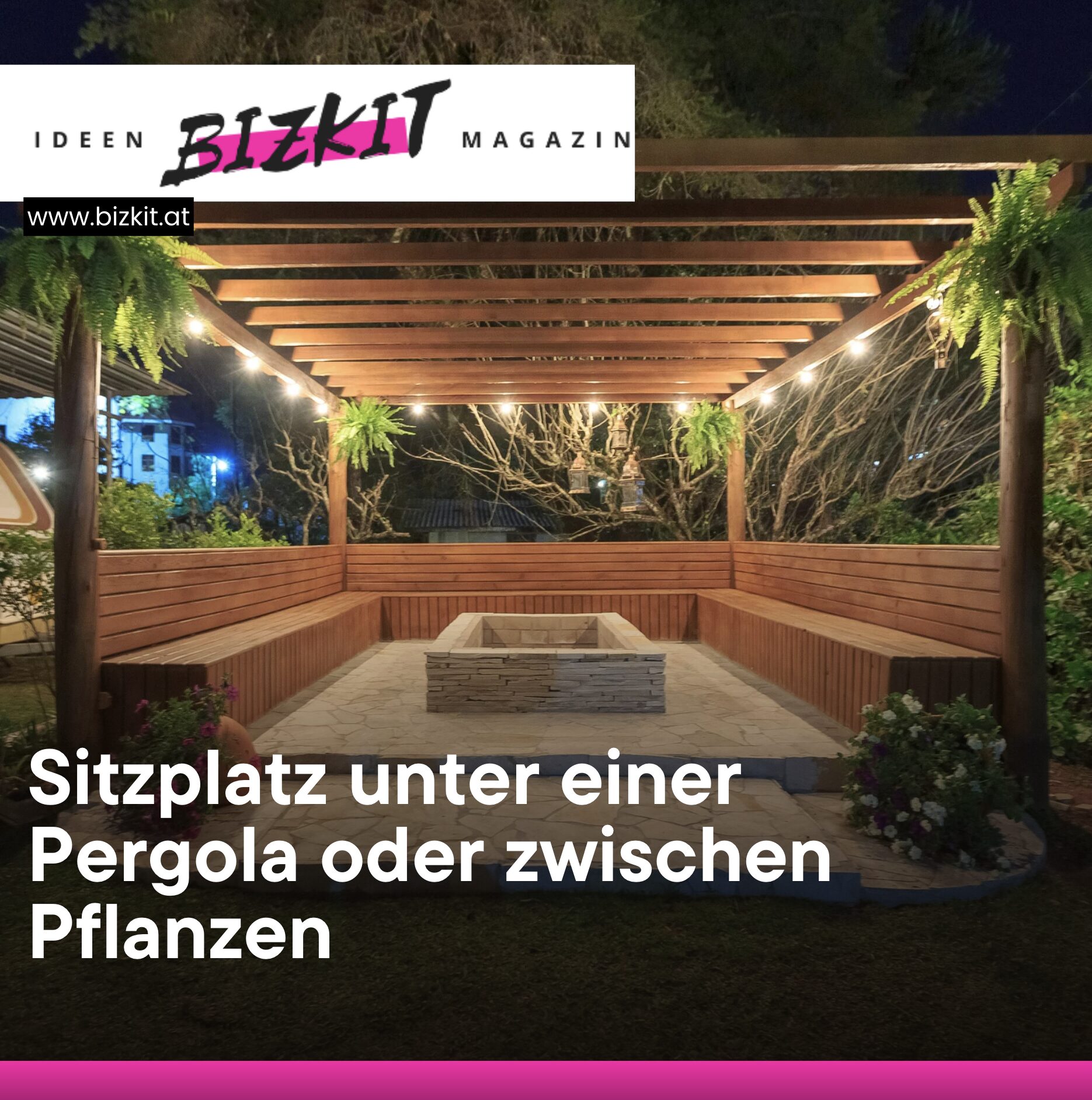 Sitzplatz unter einer Pergola oder zwischen Pflanzen