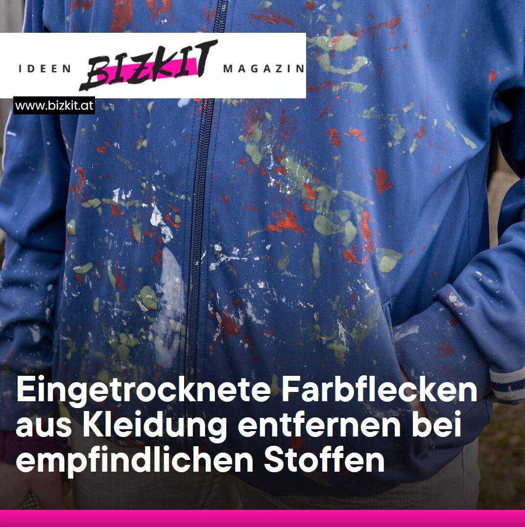 Eingetrocknete Farbflecken aus Kleidung entfernen bei empfindlichen Stoffen